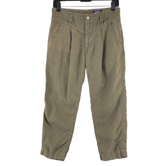 Burberry London Blue Label Womens Size 38 Pants Crop Pleated Front Stretch Green - Picture 1 of 14